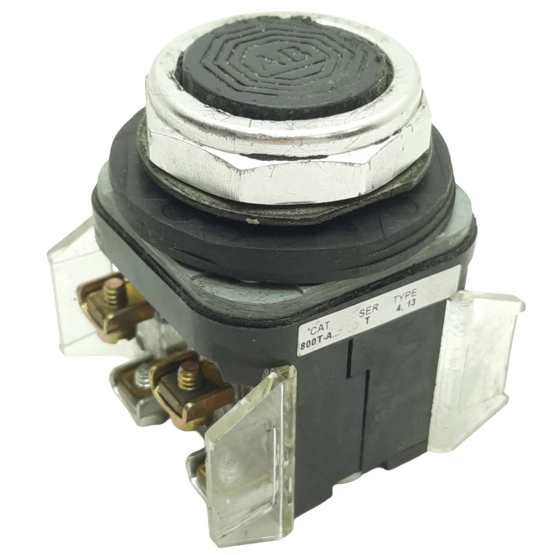 Used Allen Bradley 800T-A2A1 Momentary Black Push Button 30mm, 1NCLB 2NO, 600V Max